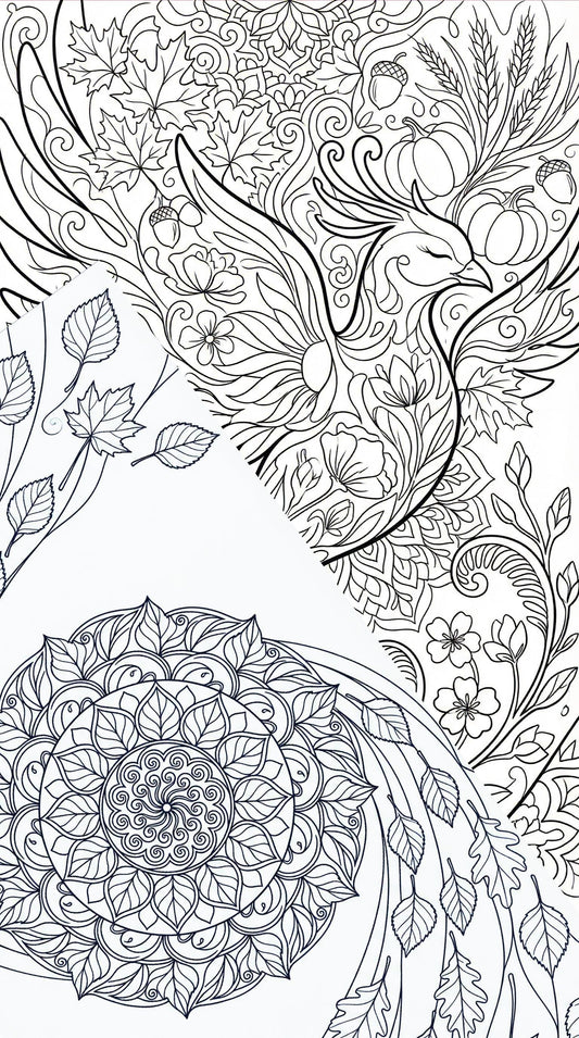 Part-1 Seasons of the Mind Adult Coloring Book, Stress Relief (Downloadable PDF)