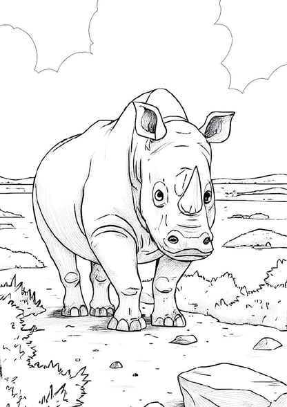 100 Page - Wild Animals Picture + Colouring Book for Kids Fun Activity