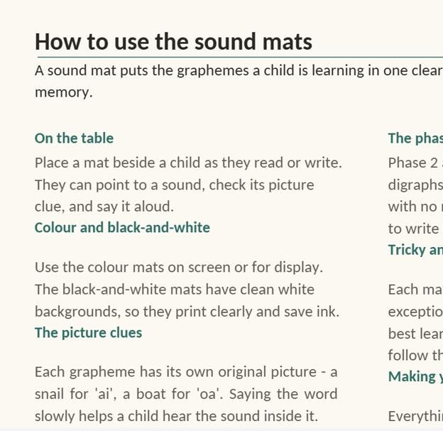 UK Phonics Sound Mats Printable, Phonics Mat, EYFS Reception Year 1 Letters and Sounds Resource, Instant Download PDF