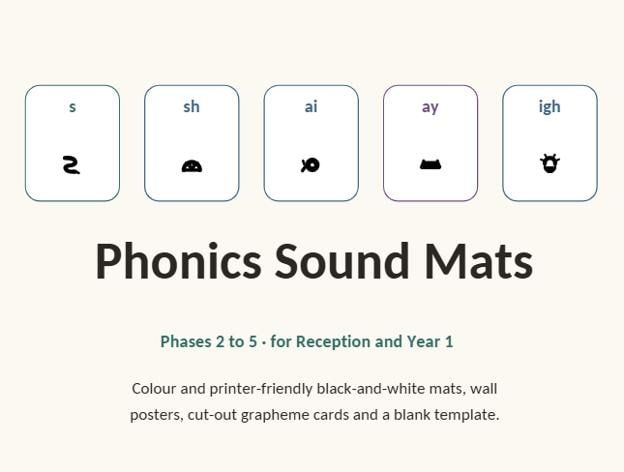 UK Phonics Sound Mats Printable, Phonics Mat, EYFS Reception Year 1 Letters and Sounds Resource, Instant Download PDF