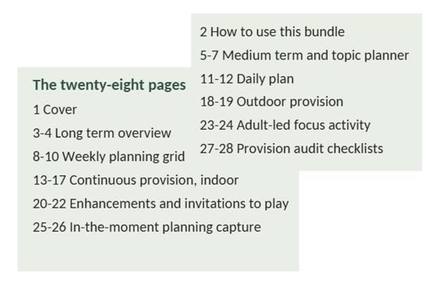 28 pages - EYFS Planning Template Bundle, Early Years Nursery Planner (PDF)
