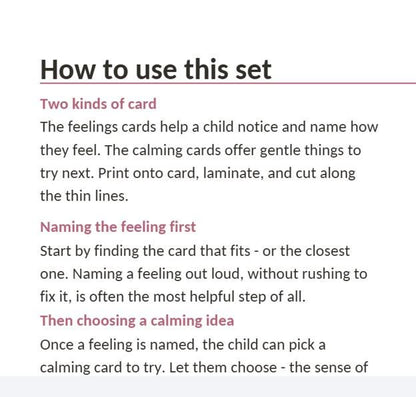 Emotion Regulation Cards Printable, Feelings and Calm Down Strategy Cards, SEND Autism EYFS Wellbeing Resource for Home and School, PDF