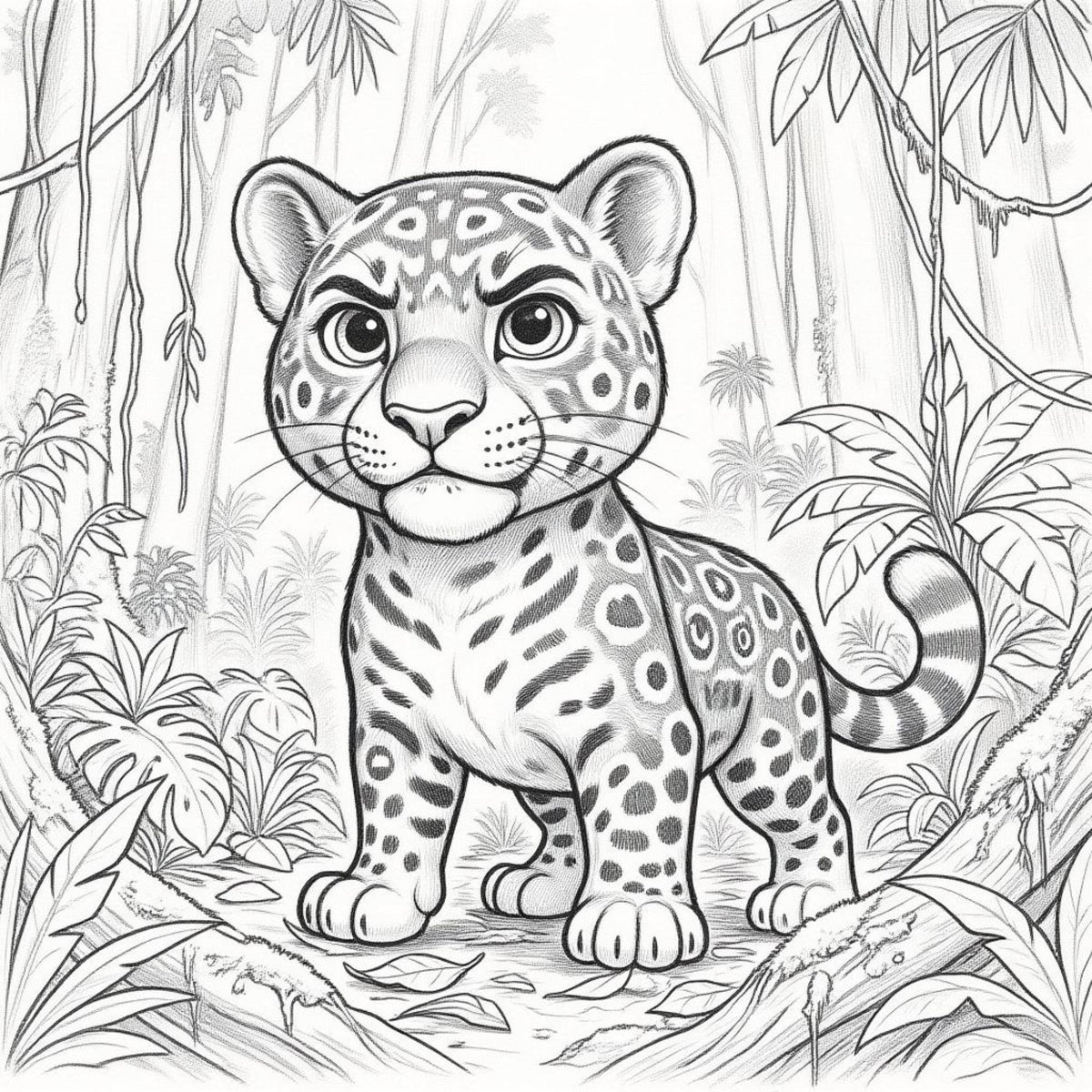 Jaguar Story and Colouring Book - Story Illustrations, Narration, & Sketch to Colour