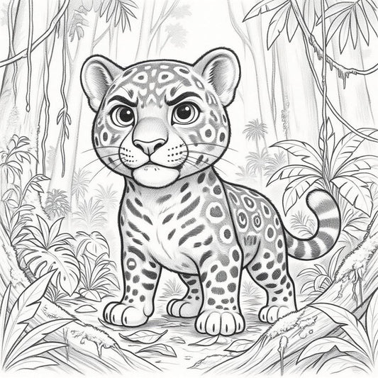 Jaguar Story and Colouring Book - Story Illustrations, Narration, & Sketch to Colour