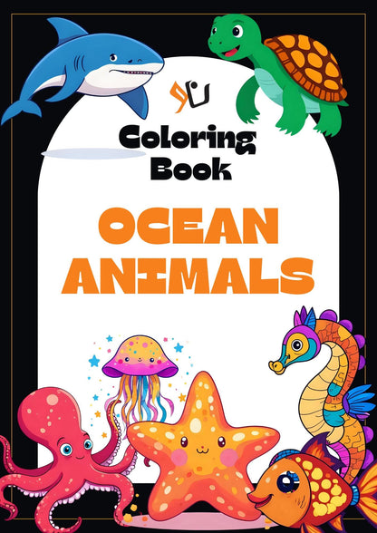 Colouring Book of Ocean Animals for Children Art Activity