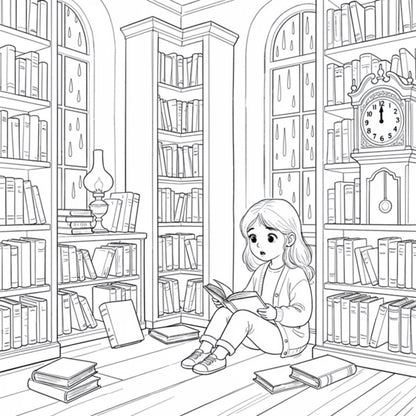 Story + Colouring - Adults Coloring Book, Greyscale, Digital Coloring Sheets, Instant Download, Printable PDF File