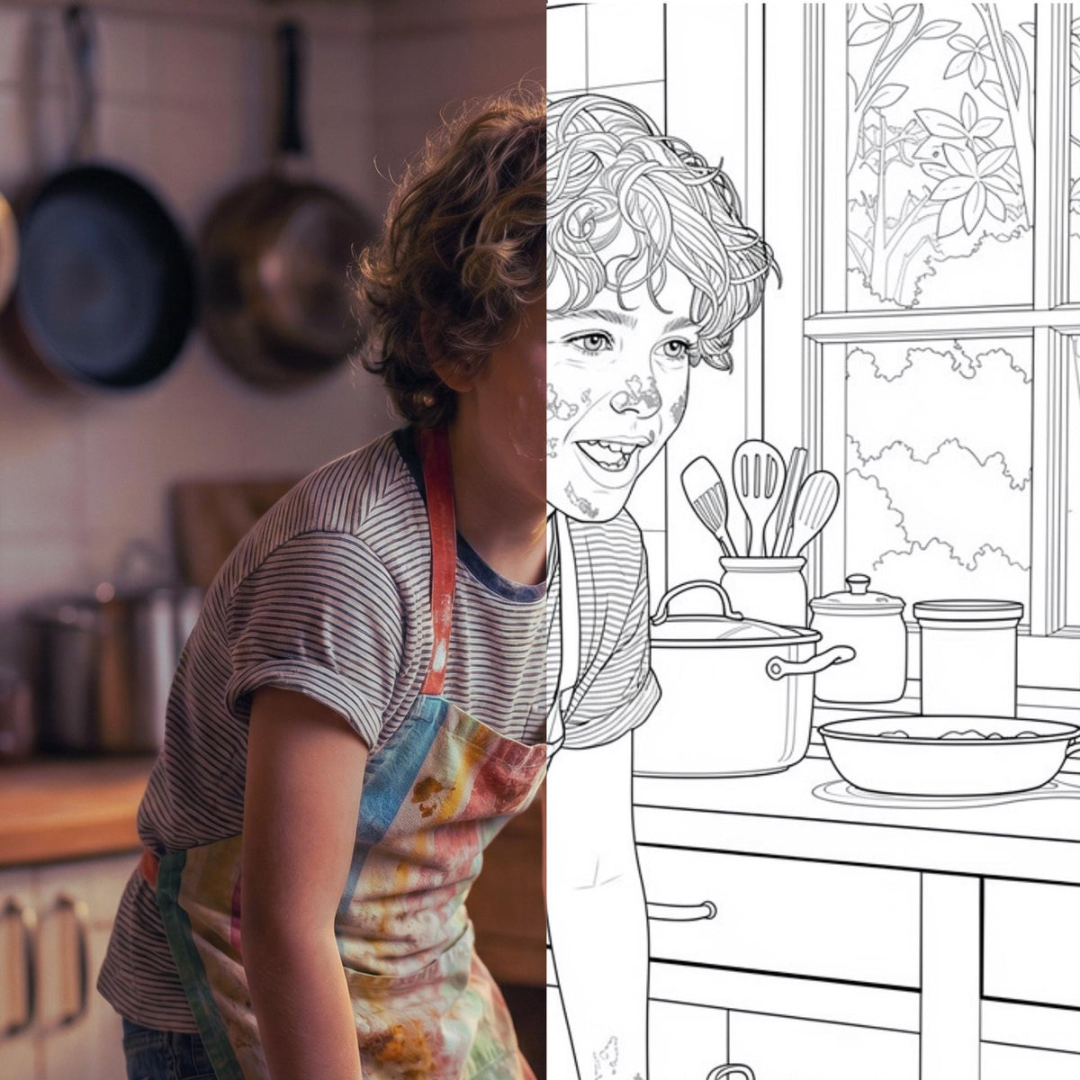 Professor Pancake's Magical Kitchen – Greyscale Adult Coloring Book (Printable PDF File)