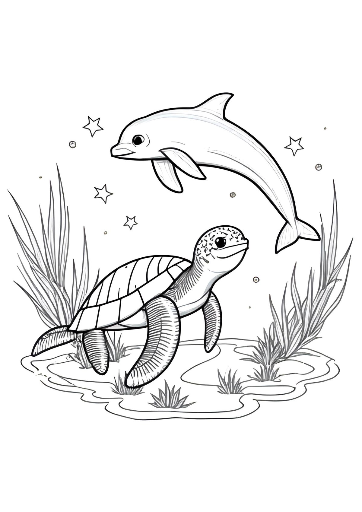 Colouring Book of Ocean Animals for Children Art Activity
