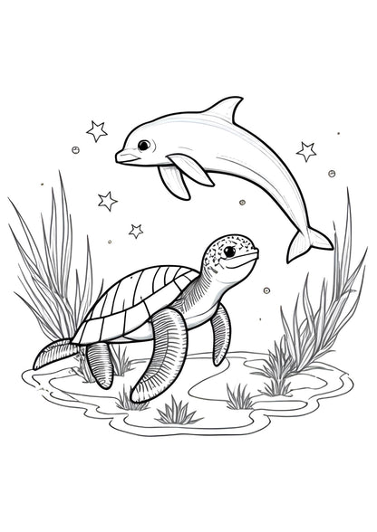 Colouring Book of Ocean Animals for Children Art Activity