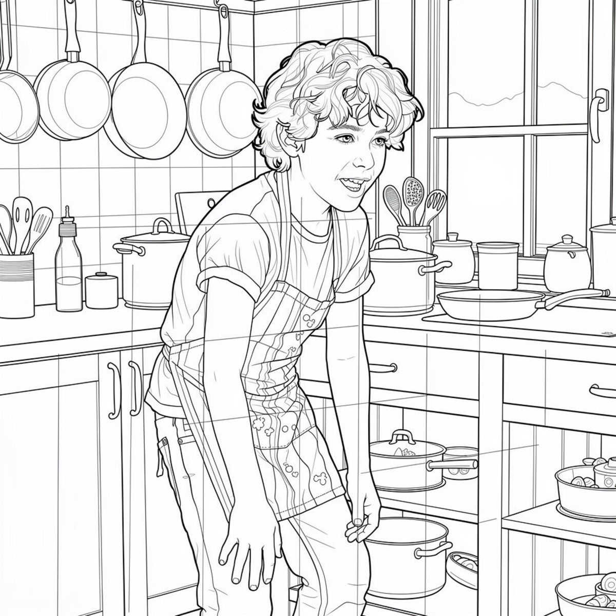 Professor Pancake's Magical Kitchen – Greyscale Adult Coloring Book (Printable PDF File)