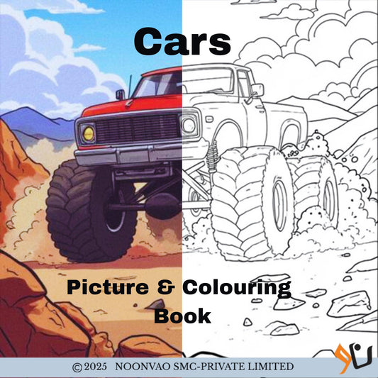 Cars Picture + Colouring Book for Kids Actiity at Home and School