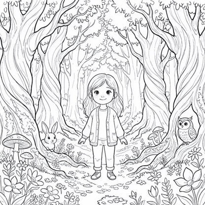Story + Colouring - Adults Coloring Book, Greyscale, Digital Coloring Sheets, Instant Download, Printable PDF File