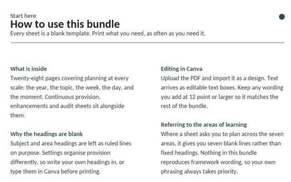 28 pages - EYFS Planning Template Bundle, Early Years Nursery Planner (PDF)