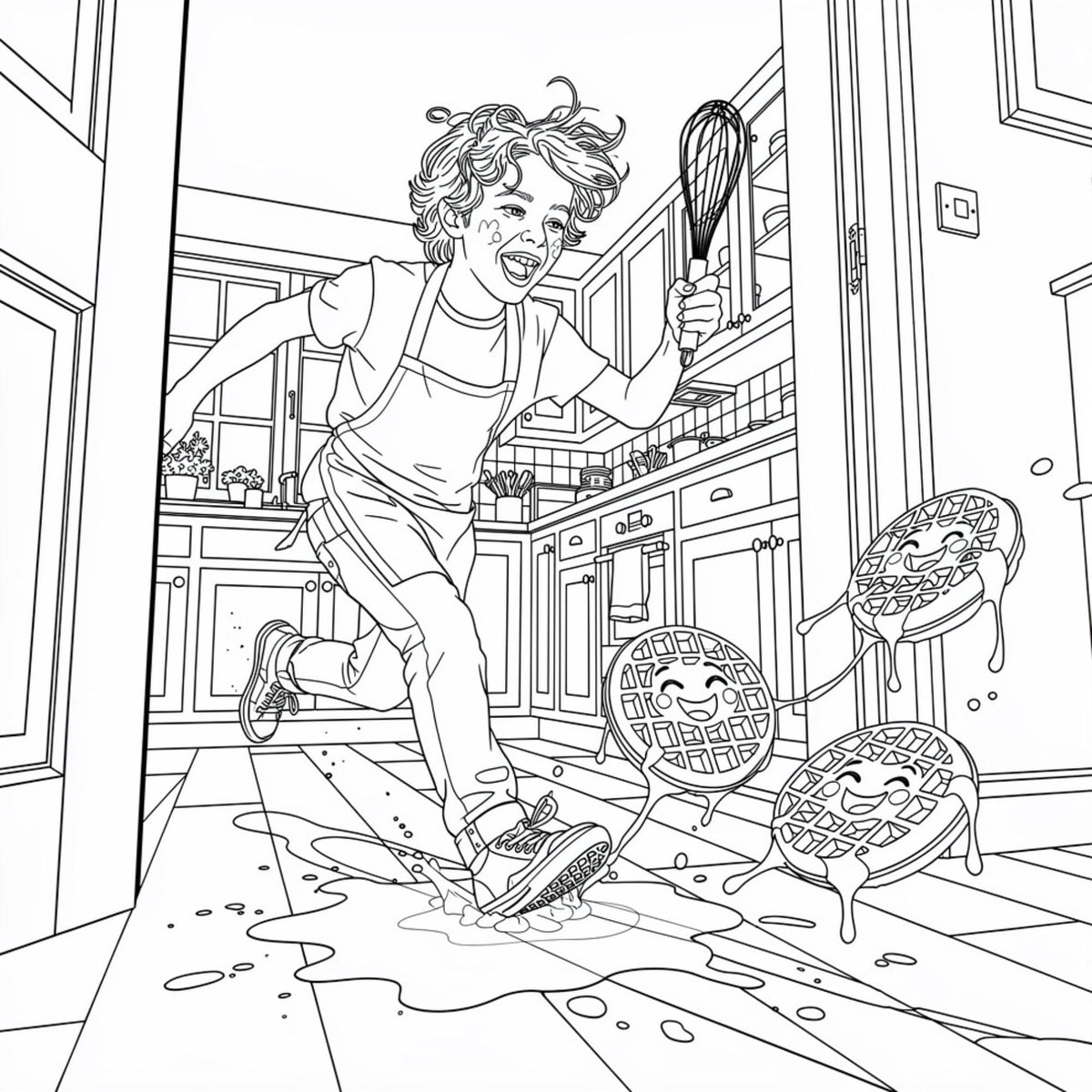 Professor Pancake's Magical Kitchen – Greyscale Adult Coloring Book (Printable PDF File)