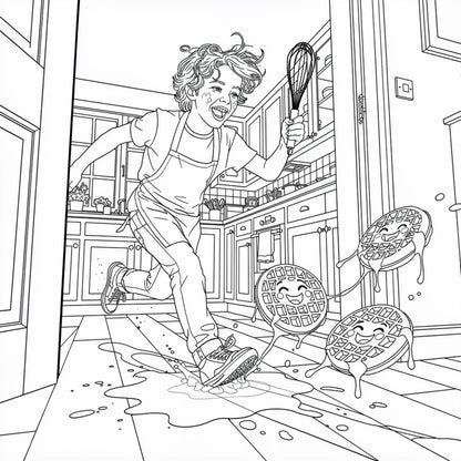 Professor Pancake's Magical Kitchen – Greyscale Adult Coloring Book (Printable PDF File)