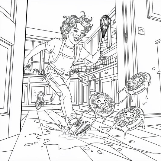 Professor Pancake's Magical Kitchen – Greyscale Adult Coloring Book (Printable PDF File)