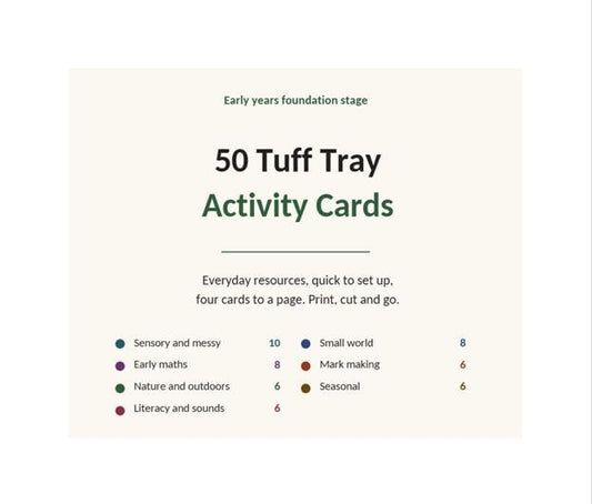 50 Tuff Tray Activity Cards, EYFS Play Ideas, Instant Download