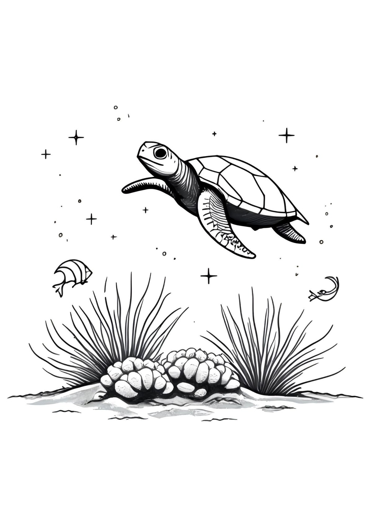 Colouring Book of Ocean Animals for Children Art Activity