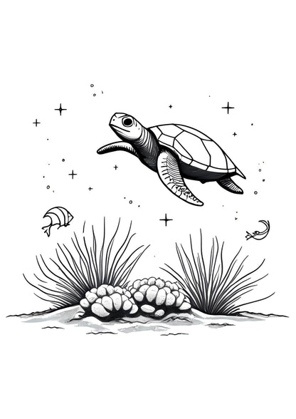 Colouring Book of Ocean Animals for Children Art Activity