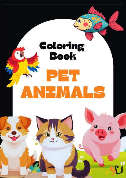 50-page Colouring Book of Pet Animals for Children Art Activity